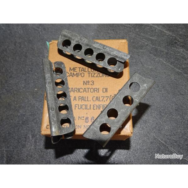 3 clips chargeurs Lee Enfield surplus arme italienne calibre .303, neufs en bote