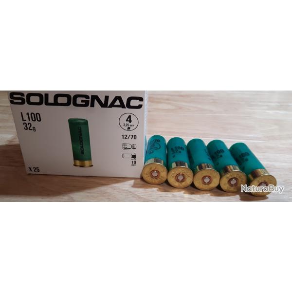 CARTOUCHES SOLOGNAC CAL 12/70 N4 L100 32G BOITE DE 25