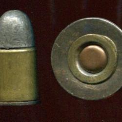 .450 Adams MKI  Mle 1867 - étui en 2 parties : tube laiton et bourrelet acier rapporté