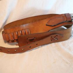 WESTERN - ceinturon réserve munitions cuir fauve  FAR West western cavalerie cowboy - rf FON25WES002