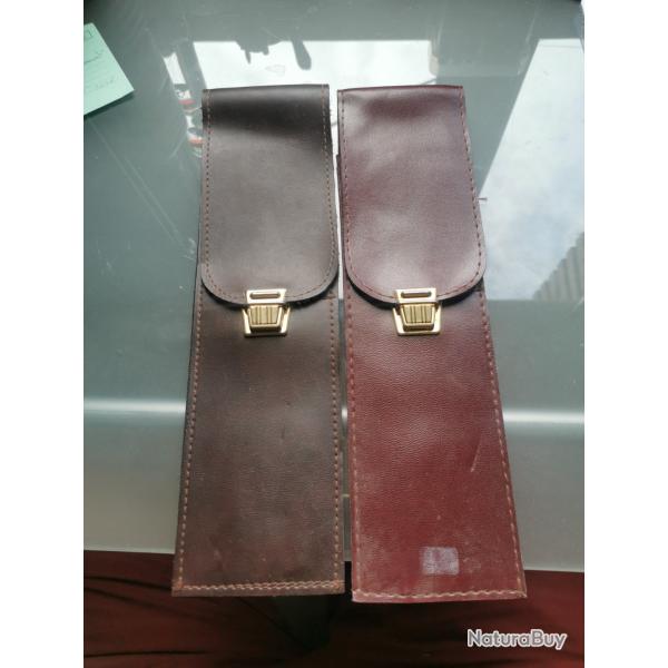 2 pochettes cuir pour ncessaire de nettoyage