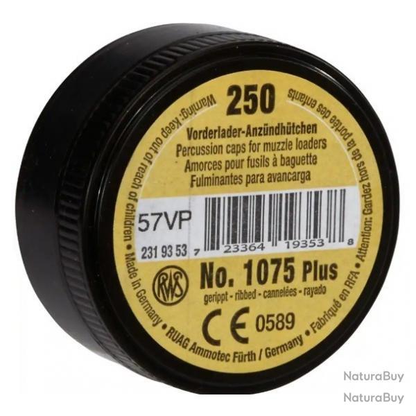"ARRIVAGE AOUT 2025" Boite de 250 amorces RWS 1075 Plus pour revolver et fusil à poudre noire