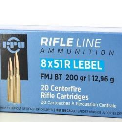 CARTOUCHES PARTIZAN CAL 8X51 R LEBEL FMJ-BT 200GR X20