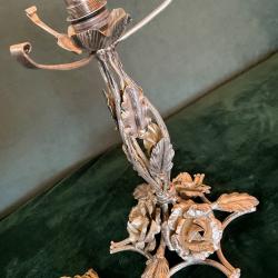 Pied de lampe art déco en métal argenté