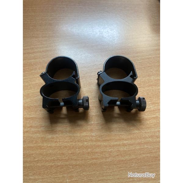 Colliers pour montage lunette 25.4 mm marque Weaver