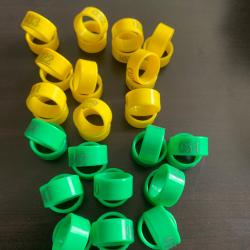 40 Anneaux numérotés jaunes et verts pour poules coq canard...