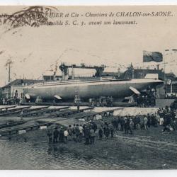 CPA - Établissement Schneider et Cie - Le Submersible S . C . 3 avant son lancement  N°1520