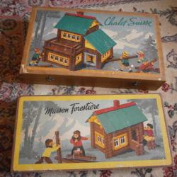 Jeux de construction en bois Chalet Suisse et Maison Forestière
