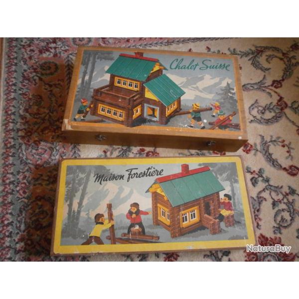 Jeux de construction en bois Chalet Suisse et Maison Forestire