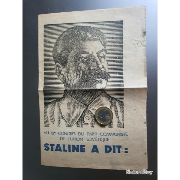 Tract 19 me congrs du parti communiste de L'Union Sovitique  Staline. 1952