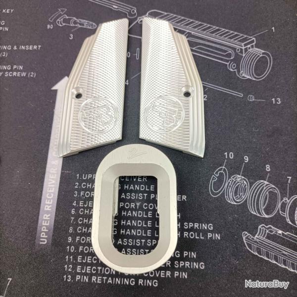 Plaquette CZ Shadow 2 alu courte + Magwell+bouton de chargeur