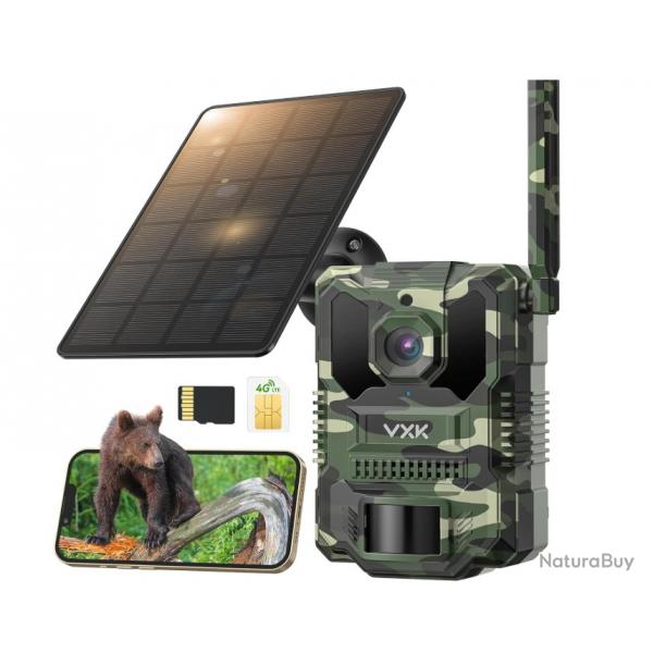 Camra de Chasse 4G LTE Solaire - Vision Nocturne Infrarouge | Carte SD 64 Go Incluse