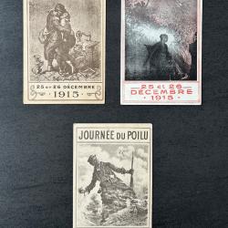 Cartes postales (x3) JOURNÉE DU POILU 1915