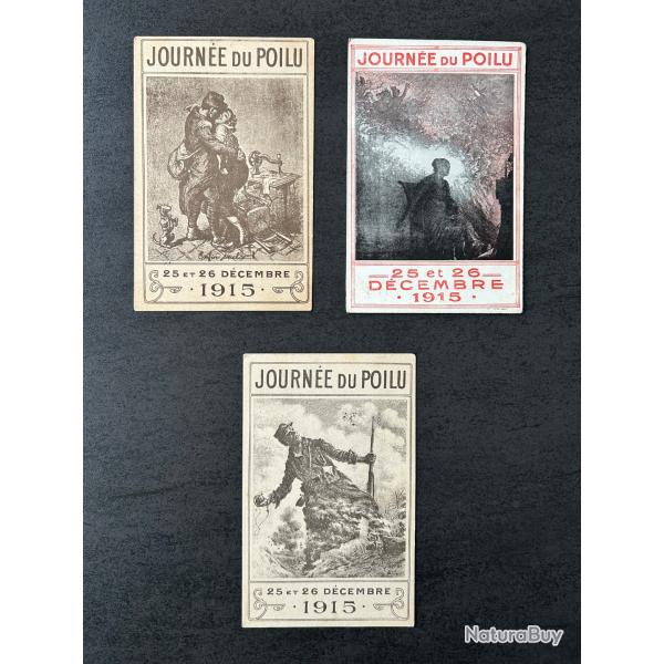 Cartes postales (x3) JOURNE DU POILU 1915