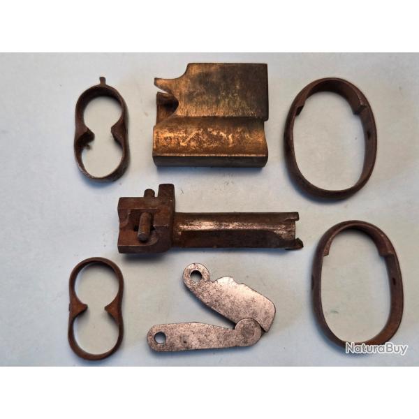 Lot de 7 pierces dtaches originale  de Winchester 73  ntoyer pour restauration