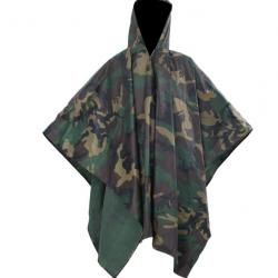 Poncho de pluie camouflage polyester PVC imperméable taille unique pratique pour camping randonnée