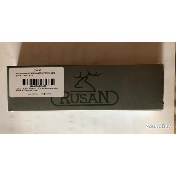 Rail acier marqu RUSAND pour CZ 455/457 etc pour prisme de 11mm