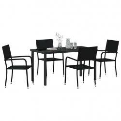 Ensemble de jardin 5 pièces en poly rotin noir.