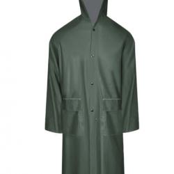 Manteau pluie long imperméable vert L polyester PVC résistant protection plein air polyvalent