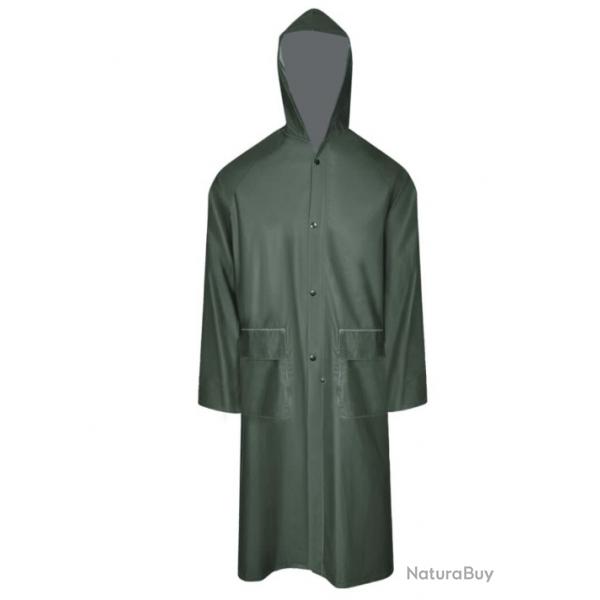 Manteau pluie long impermable vert L polyester PVC rsistant protection plein air polyvalent
