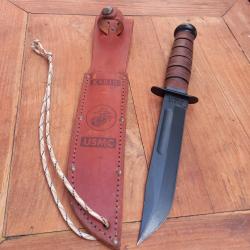 Magnifique et Imposant Couteau KA-BAR CLEAN NEW YORK USMC Manche en Cuir avec Étui en cuir