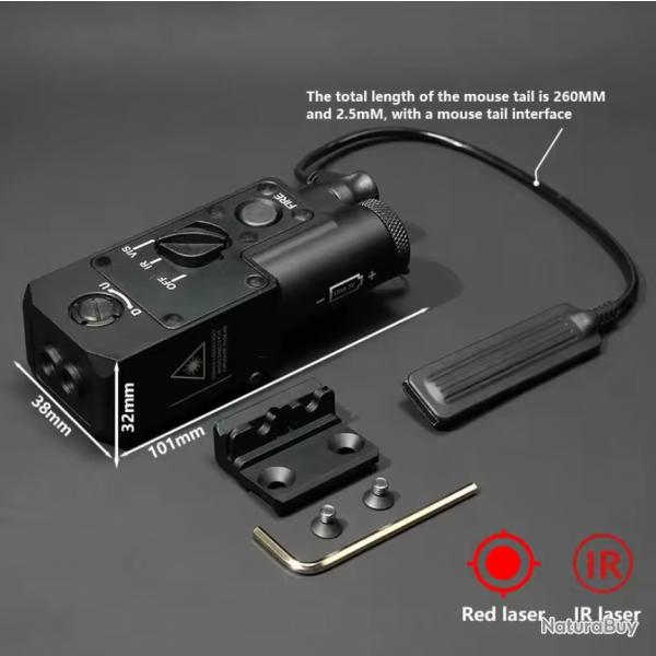 Indicateur laser CQBL-1 rouge botier noir - Picatiny 20 mm