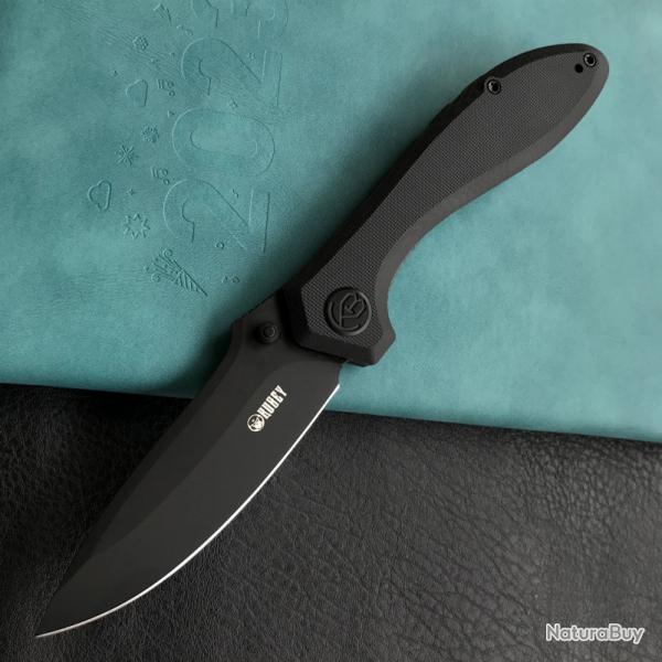 Couteau Kubey Ruckus Lame Acier AUS-10 Blk Manche Black G10 IKBS Linerlock Clip KUB314O