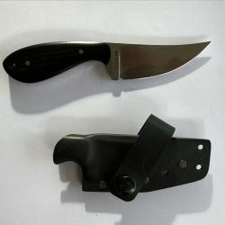 Couteau fixe BLACK WIDOW par Tony Lopes : Acier O2 trempe sélective, G10, étui Kydex