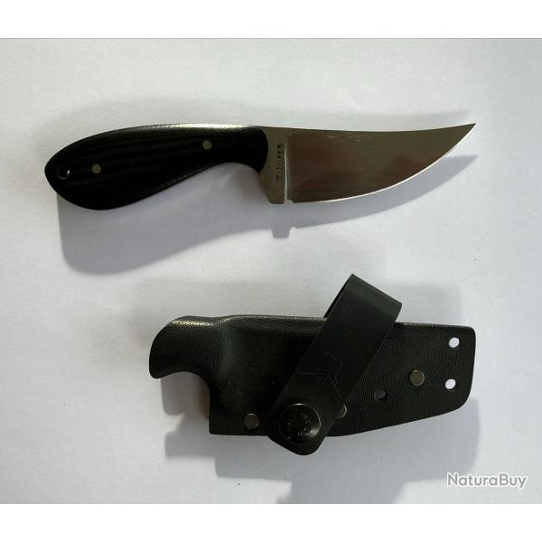 Couteau fixe BLACK WIDOW par Tony Lopes : Acier O2 trempe slective, G10, tui Kydex