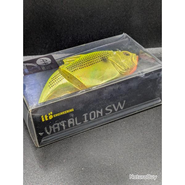 LEURRE 2 sections JAUNE/UV  , FISH AND FISHING.11,5 cm / 40 grs . Flottant.