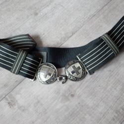 Ceinturon Officier Suisse, boucle ronde couleur argentée, pour port de la dague de parade. RARE
