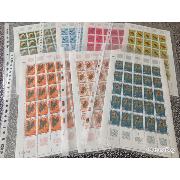 (002) collection,  7 feuilles timbres Tchad, (insectes)