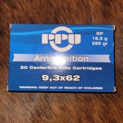 160 BALLES 9.3X62 PPU 18.5 G 185 GR