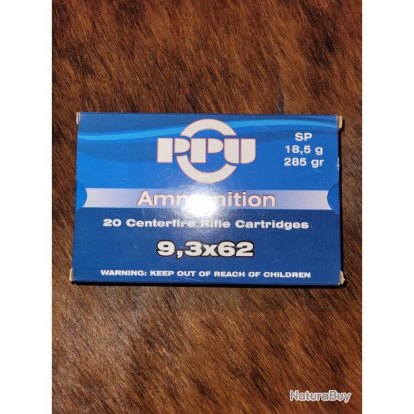 160 BALLES 9.3X62 PPU 18.5 G 185 GR