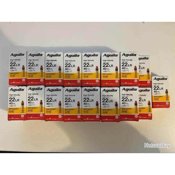 1550 cartouches Aguila HV 22lr 40gr 1255FPS  0,09/cartouche