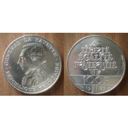 France 100 Francs 1987 General La Fayette Piece Argent Franc