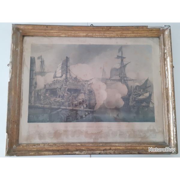 Lithographie Ancienne LEBRETON Bataille Navale Aboukir Campagne Egypte Napolon