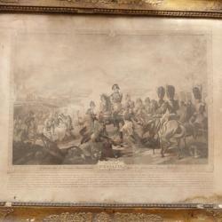 Lithographie ancienne XIXe Bataille d'Essling 1809 Napoléon encadrement d'époque