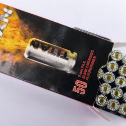 Boite de 50 munitions Titan 9mm PAK a blanc