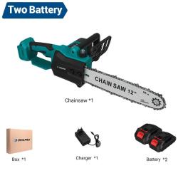 Scie à chaîne électrique sans balai Drillpro de 12 pouces,sans fil,haute avec 2 batteries incluse