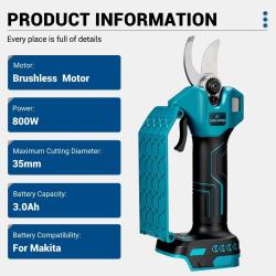 Sécateur électrique Drillpro 21V 800W,diamètre de branche de 35 mm sans batterie compatible Makita