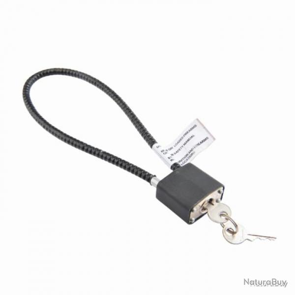 Cble de scurit avec cadenas pour fusil et arme de poing - noir - 38cm - LIVRAISON GRATUITE