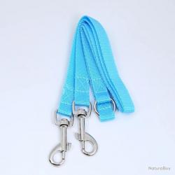 Accouple - double laisse en nylon - 40cm - bleu - LIVRAISON GRATUITE