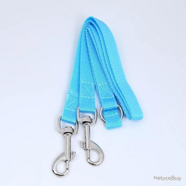 Accouple - double laisse en nylon - 40cm - bleu - LIVRAISON GRATUITE