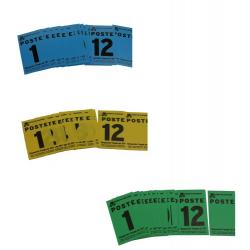 Numéro de poste de 1 à 12 + 3 vierges 1 bleu 1 jaune 1 vert