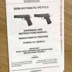 manuel anglais Tanfoglio  Colt 45 original