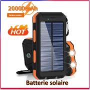 Chargeur Solaire 20000mAh Portable Batterie Externe Avec 4 Panneaux Impermeable Power Bank Avec 2 Usb Outdoor Camping Pour Telephone Tablettes Bleu 88458881