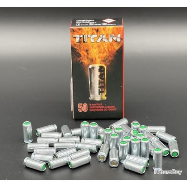 Bote de 50 balles  blanc Titan 9mm PAK
