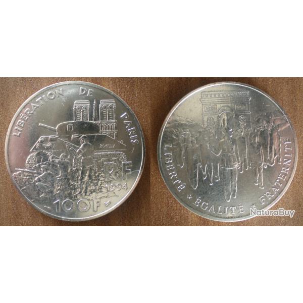 France 100 Francs 1994 Liberation De Paris Piece Argent Arc De Triomphe Defile Char