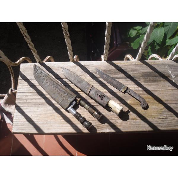 Lot de trois couteaux  trancher lames fines